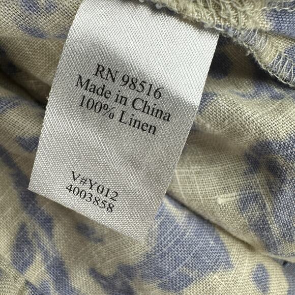 Coldwater Creek Linen Tunic Top Womens Large Petite Paisley Button Pintuck Pleat - Picture 11 of 12